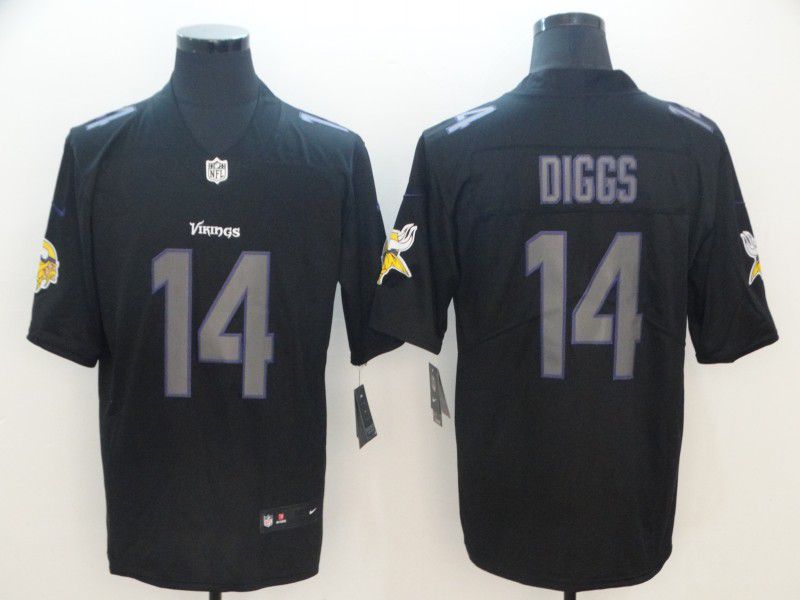 Men Minnesota Vikings 14 Diggs Nike Fashion Impact Black Color Rush Limited NFL Jersey